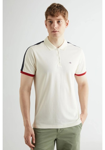 Erkek Gant Regular Fit Renk Bloklu Polo - Krem 533360