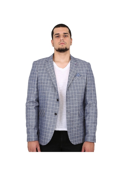 Sposo 5137 Dar Kalıp Kareli Lacivert Erkek Blazer Ceket Lacivert