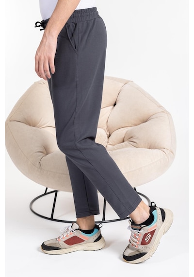 Mutlu City Double Face Kumaş Basic Düz Model Rahat Kalıp Pantolon Kesim Trend Erkek Eşofman Altı-2880-füme Füme