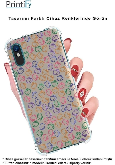 Samsung Galaxy A26 İle Uyumlu Hello Kitty Baskılı Şeffaf Köşe Korumalı Antişok Kılıf