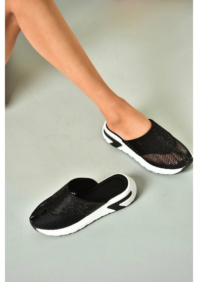 Fox Shoes U312514415 Siyah File Kadın Terlik Siyah-file Çok Renkli