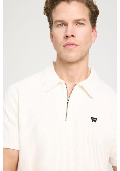 Wrangler Yarım Fermuarlı Polo Erkek T-shirt Beyaz