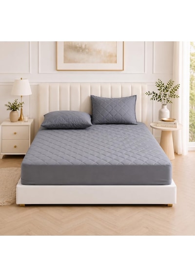 Formeya Yatak Koruyucu Alez Kapitone Gri Renk%100 Pamuk Fitted Alez Çarşaf 90 X 190 Diğer
