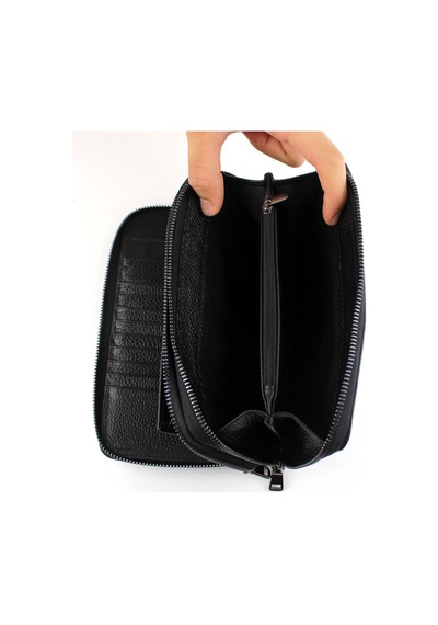 Alphaclub Bag Erkek Hakiki Deri Siyah Çok Bölmeli El Çantası