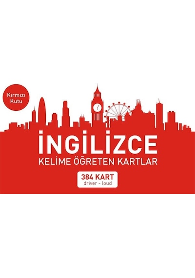 İngilizce Kelime Öğreten Kartlar - Kırmızı Kart - 384 Kart- Mavi Kelebek