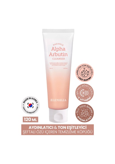 Elensilia Aydınlatıcı, Ton eşitleyici Arbutin Temizleyici Köpük ELENSILIA Radiance Alpha Arbutin Foam 120 ML