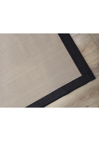 Çam Halı Sisal 9716 Bej / Siyah Bordürlü Jüt Sisal Kilim - 100x200