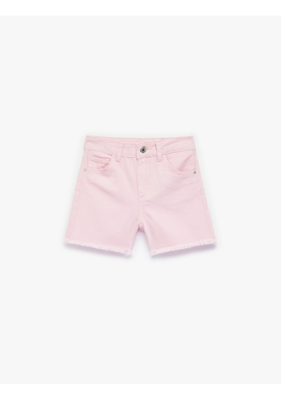Koton Pamuklu Cepli Düz Kesim Jean Şort Pembe 6skg40006ad Gül