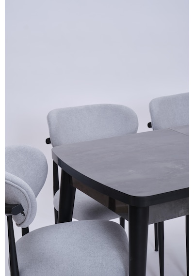 Nehir Polo Lak Panel Açılır Mutfak Masa Takımı 75x130cm Siyah