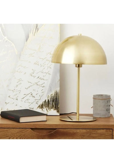 Modern Tasarım Mars Abajur Dekoratif Şık Masa Lambası Eskitme Gold Sarı Metal Gövde Sarı