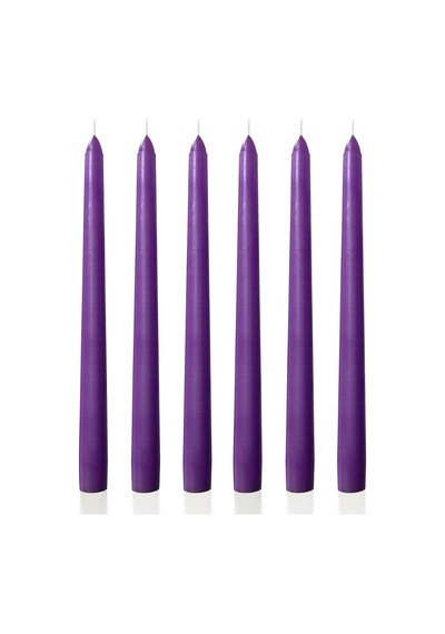 6 Lı Kısa Mor Konik Şamdan Mum Yükseklik 18 Cm Mor