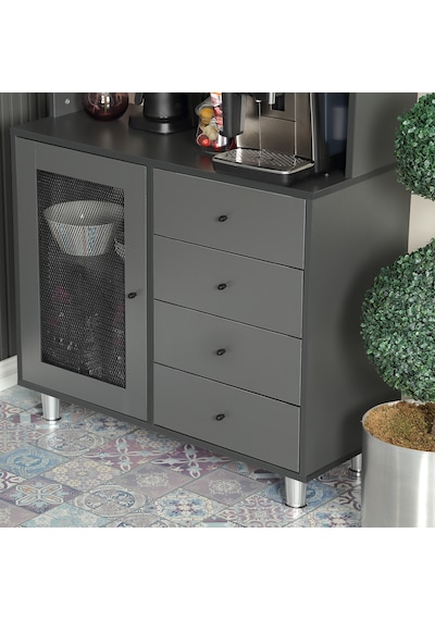 Pasific Home Grano Kahve Köşesi Çok Amaçlı Kiler Dolabı, 96 cm, Antrasit