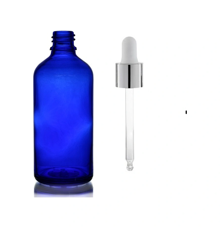 50ml Mavi Cam Damlalıklı, 12 Adet, Gümüş Kapak Beyaz Emzik, Ecza Şişesi, Damlalıklı Şişe, Propolis Şişesi, Damlatmalı Şişe, Saç Serum Şişesi, Ecza Şişesi