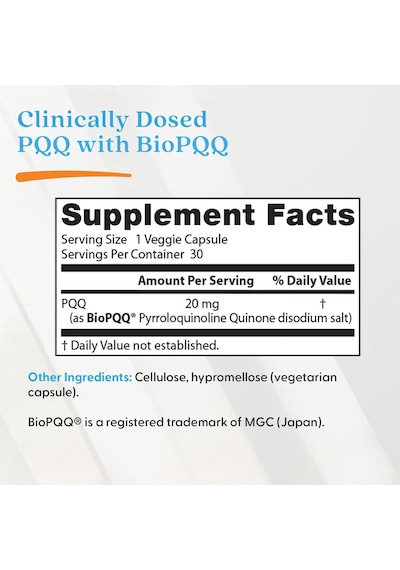 Pqq With Biopqq, 20 Mg, 30 Veggie Caps