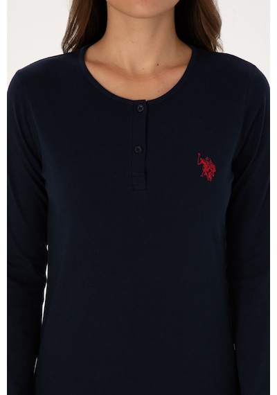 U.S. Polo Assn. Kadın Lacivert Yılbaşı Temalı Pijama Takımı 50318894-VR033
