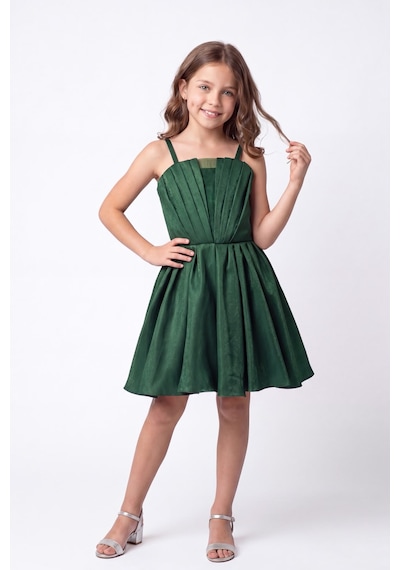 Mnk Baby & Kids Kız Çocuk Meis Kristal Abiye Elbise M00860 Koyu Yeşil
