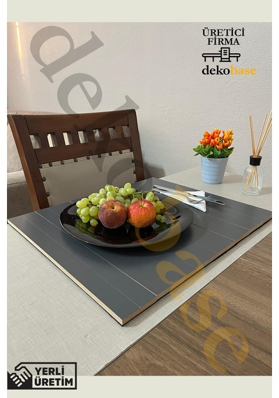 Antrasit 4 Adet Çok Amaçlı Koltuk Kenar Sehpası, Supla, Yemek Servis Altlığı Antrasit