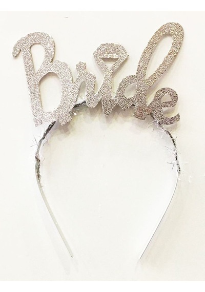 Gümüş Renk Bekarlığa Veda İtalik Yazı Alyanslı Bride Taç "