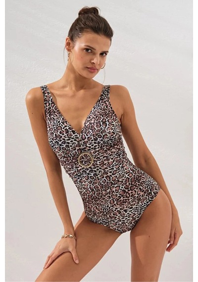 Stella V Yaka Tokalı Korseli Mayo Dlx-231133 Leopar