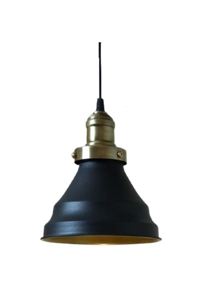 Rys Retro Metal Dekoratif Metal Siyah İçi Gold Kafe Mutfak Rustik Sarkıt Avize Çap:17 Cm Beyaz