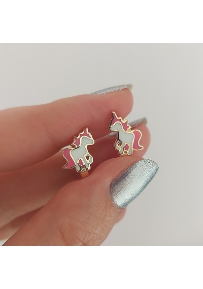 Vaoov 925 Ayar Gümüş Unicorn Çocuk Küpe N11.40079