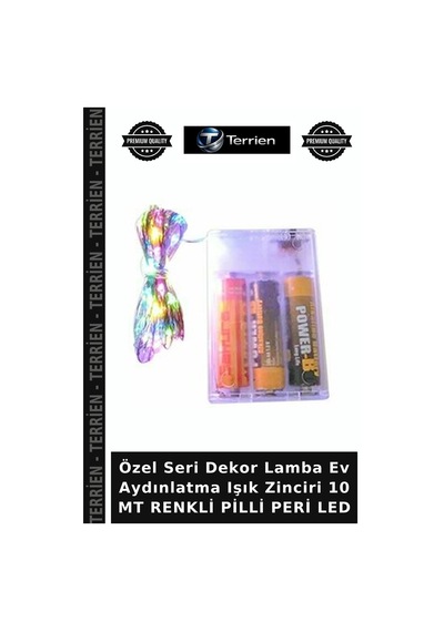 Özel Seri Dekor Lamba Ev Aydınlatma Işık Zinciri 10 Mt Renkli Pilli Peri Led