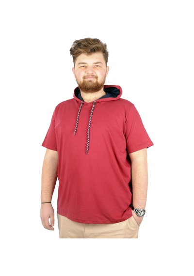Mode Xl Büyük Beden Oversize Tshirt Kapşon Basic 21115 Bordo 001