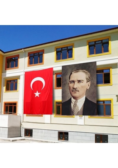 Atatürk Posteri ve Türk Bayrağı Raşel Kumaş 200X300 cm -3