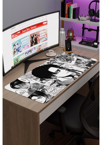 Levi Ackerman Anime V5 - 90x40 Xxl Gaming Kauçuk Kaymaz Taban Mouse Pad Fare Altlığı
