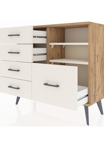 Arges Şifonyer 2 Raflı 5 Çekmeceli 88x30x80 Çam-aytaşı Aytaşı
