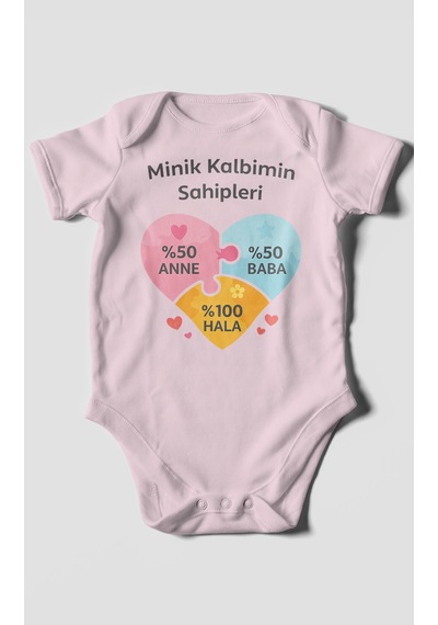 Morivokids Aileye Özel Kısa Kollu Bebek Body %100 Pamuk Bebe Pembe