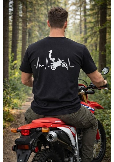 Aybaak Terapi Enduro Motocross Motorsiklet Baskılı Tişört Siyah
