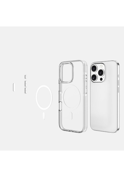Apple Uyumlu iPhone 16 Pro Kılıf M-safe Şarj Özellikli Kamera Korumalı Zore Kripto Kapak Şeffaf
