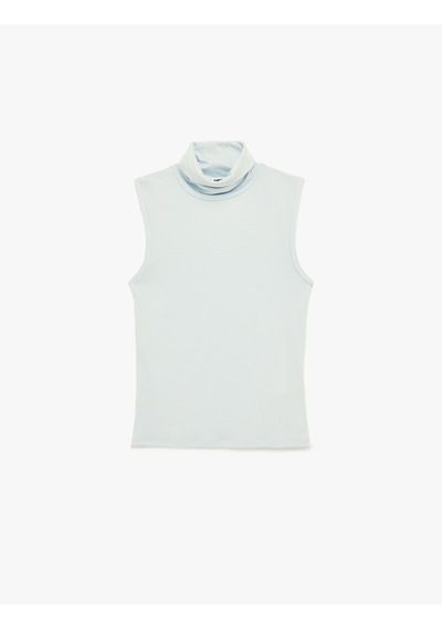 Koton Slim Fit Kolsuz Dik Yaka Viskon Bluz Mavi 6sak70005pk Mavi