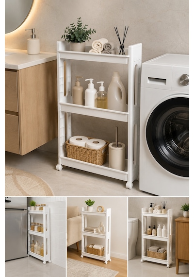 3 Katlı Tekerlekli Çok Amaçlı Mutfak Banyo Organizeri Diğer