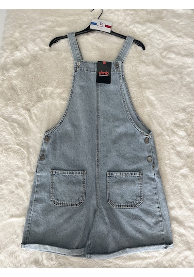 Dmb Kids Düğmeli Cepli Şort Tulum Mavi