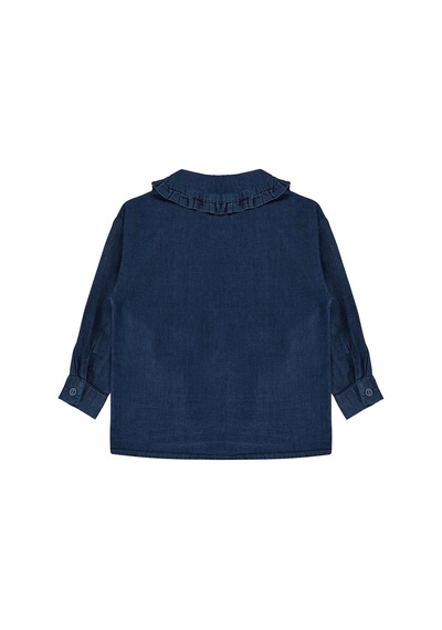 Civil Girls Fırfır Detaylı Denim 2-5 Yaş Gömlek - Mavi