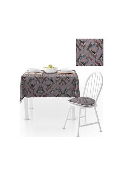 Baklava Dilimi Desenli Pembe Mavi Dijital Baskılı Petek Dokuma Masa Örtüsü 120x140