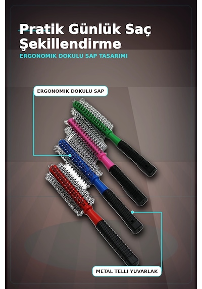 Renkli Plastik Saç Fırçası 23 Cm - Ergonomik Saplı 1 Adet Günlük Kullanım Bx-313447