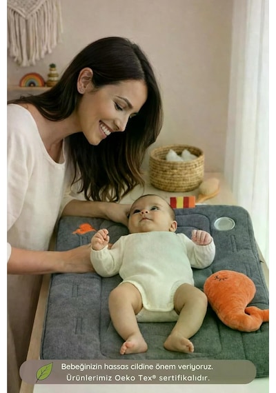 6'sı 1 Arada Bebek Seyahat Alt Değiştirme Matı - Bebek Arabası Ana Kucağı Mama Sandalyesi Oyun Minderi