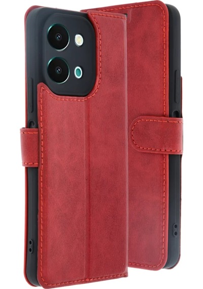 Newface Vivo Y28 Kılıf Trend S Plus Kapaklı Kılıf - Kırmızı