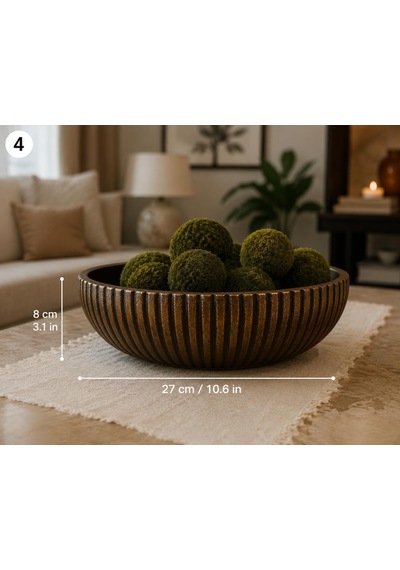 Tr 27 Cm Altın Eskitme Çizgili Dekoratif Kase, Sehpa Dekoru