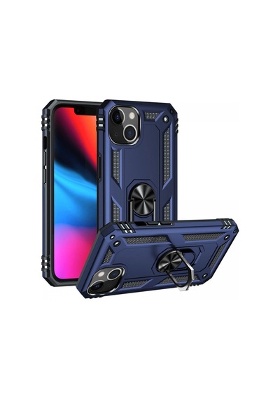 Apple Uyumlu   iPhone 14 Plus Kılıf Sofya Yüzüklü Silikon Kapak - Lacivert