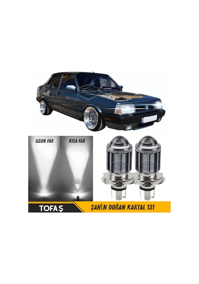 Tofaş Şahin Doğan Kartal 131 Uyumlu Mercekli Far Ampulü Led Xenon Beyaz Renk Far Şimşek Etkili Csp Led Lamba Uzun Kısa 2 Adet Takım
