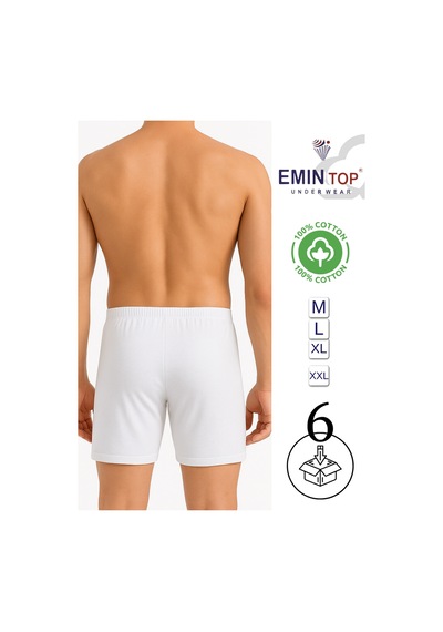 Mercan Erkek Boxer Short 6'lı - Beyaz Boxer Şort