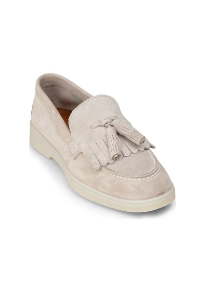 Deery Kadın Hakiki Süet Gri Püsküllü Loafer - 02042zgrıc01