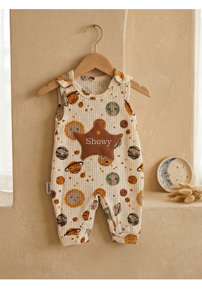 Nafitto Baby&Junior Nafitto Gezegen Desenli Waffle Kumaş Askılı Tulum, Ribana Zıbın Ve Çorap 3-9 Ay Kahverengi Nafitto Baby&Junior Nafitto Gezegen Desenli Waffle Kumaş Askılı Tulum, Ribana Zıbın Ve Çorap 3-9 Ay Kahverengi