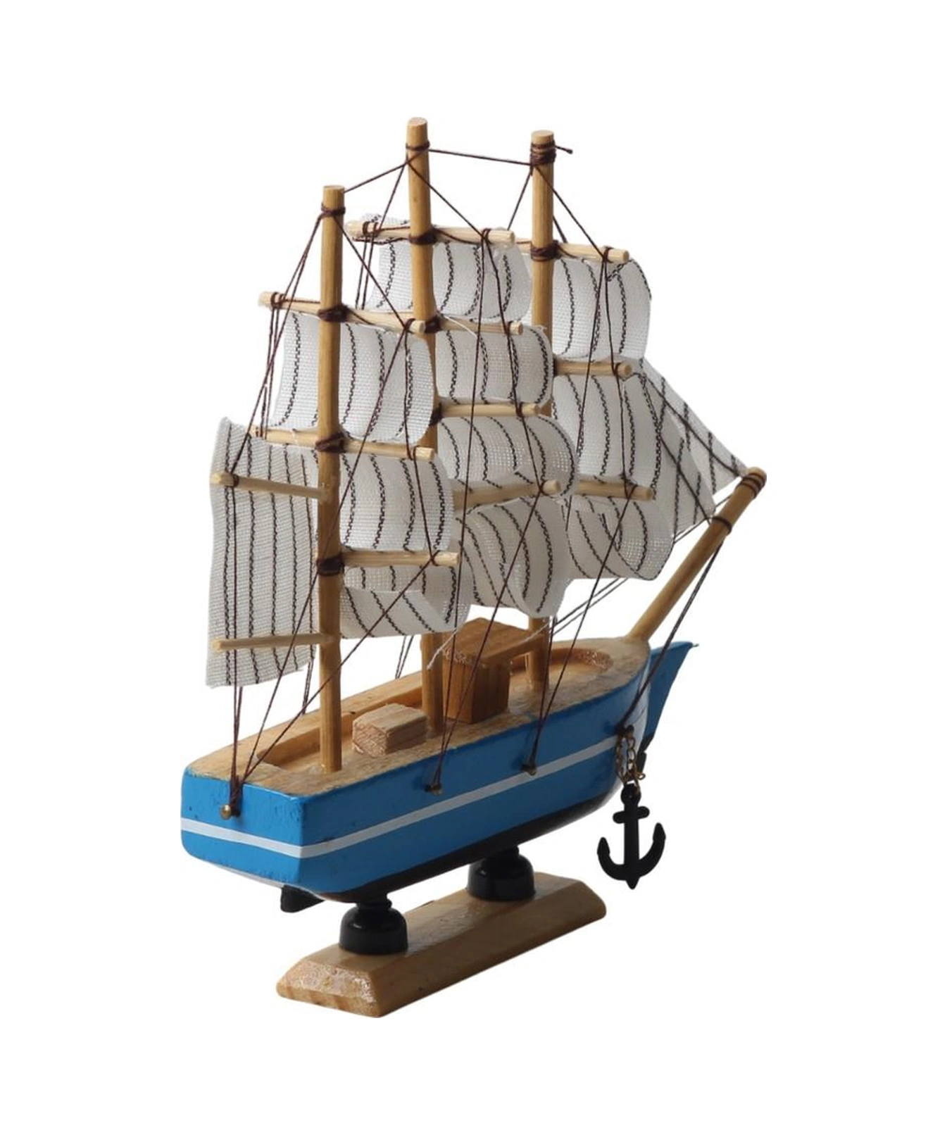 Dekoratif Ahşap El Yapımı Yelkenli Gemi Maketi Masaüstü Biblo Ev Ofis Hediyesi 19 Cm. Model D