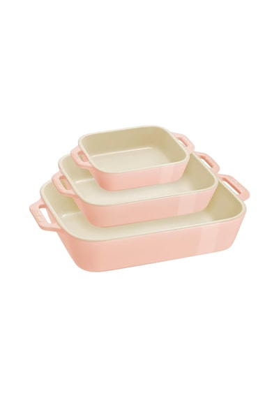 Staub Seramik Fırın Kabı Seti 3'lü Pembe Genel
