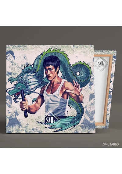 Uzak Doğu Dövüş Bruce Lee Ejderha Kanvas Tablo 40 X 40 Cm